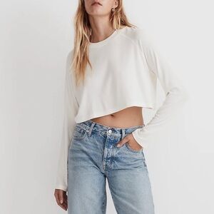 Madewell Raglan Supercropped Tee Shirt Top NJ125 Ivory XXS